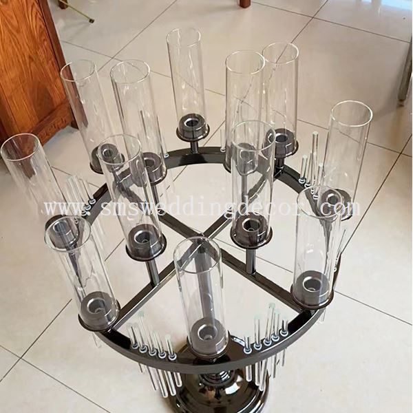 black candelabra centerpiece